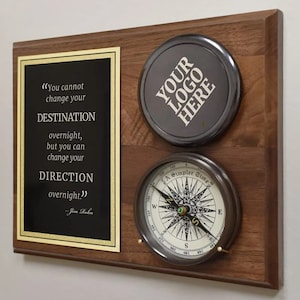 Company Logo Engraved Compass on Plaque
