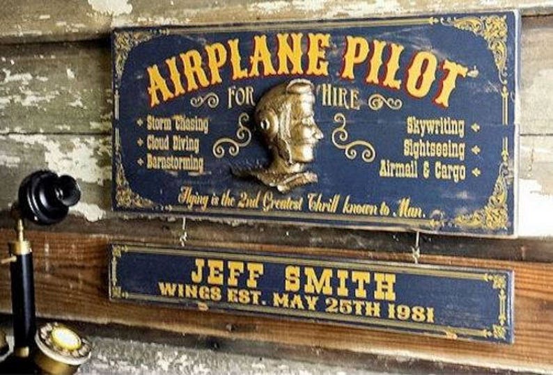 Airplane Pilot Wood Sign with Optional Personalization image 1