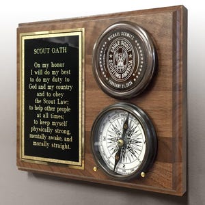 Eagle Scout Personalized Compass On Wood Plaque — Officially Licensed