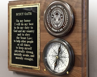 Eagle Scout Personalized Compass On Wood Plaque — Officially Licensed