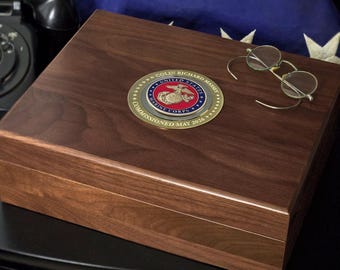 Large Deluxe Personalized U.S. Marines Keepsake Box