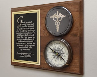 Healthcare Compass on Personalized Wood Plaque