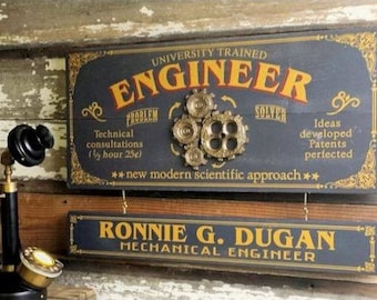 Engineer Wood Sign with Optional Personalization