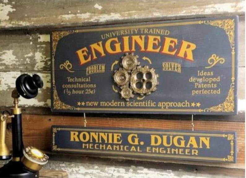 Engineer Wood Sign with Optional Personalization image 1