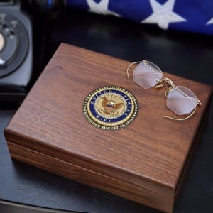 Personalized U.S. Navy Colored Medallion Walnut Keepsake Box
