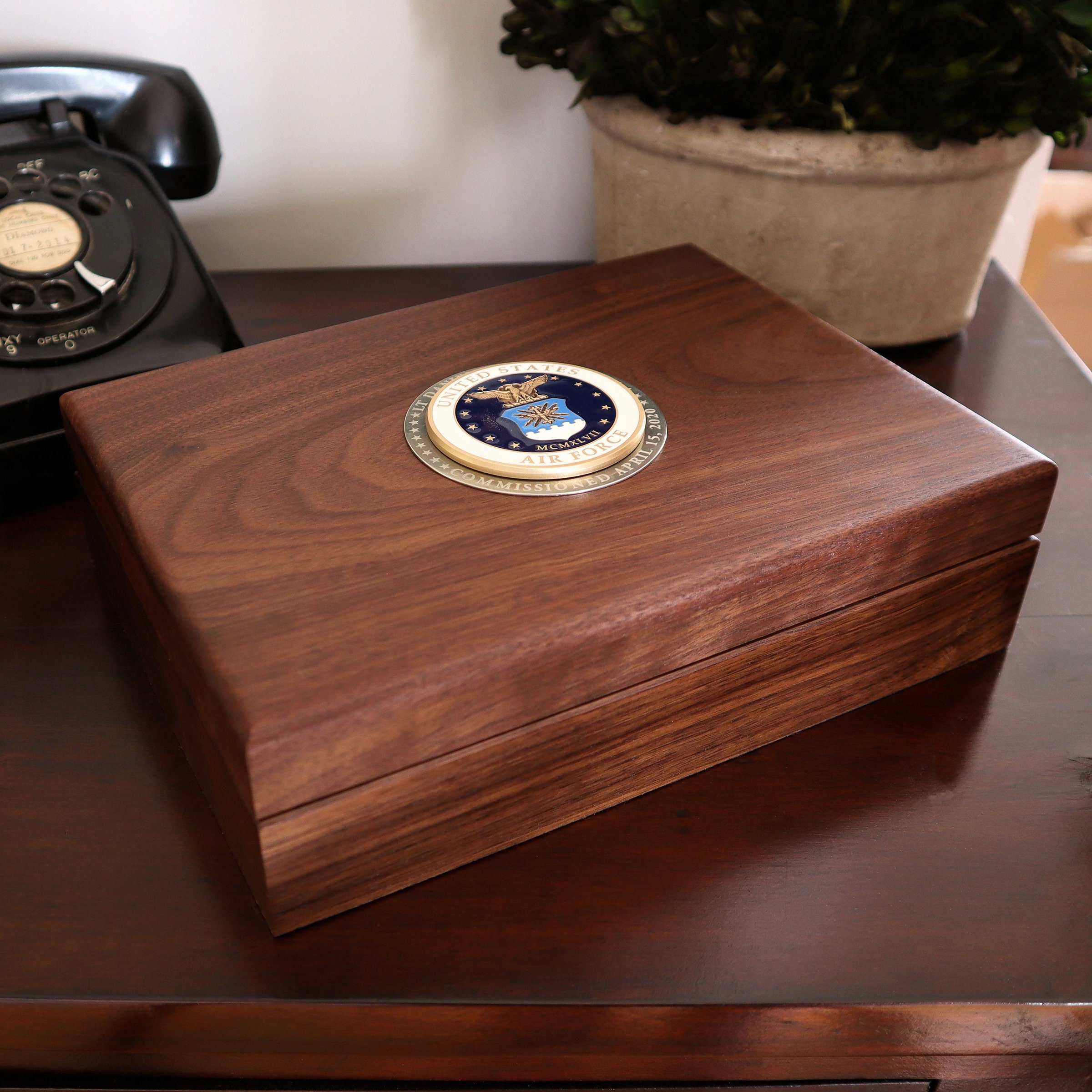 Air Force Keepsake Box With Personalized Colored Medallion
