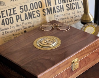 Large Deluxe Personalized Air Force Keepsake Box with Brass Medallion