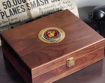 Large Deluxe Personalized U.S. Marines Keepsake Box