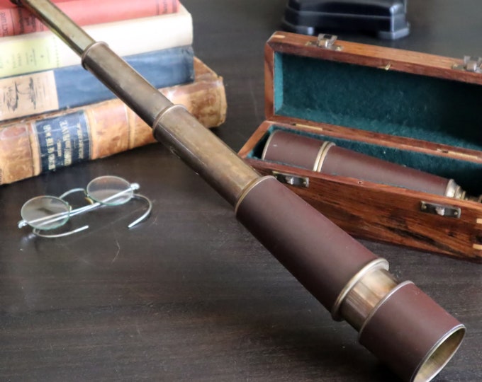 Brass Spyglass Telescope W Leather Strap & Cover | Historic Personal Gear