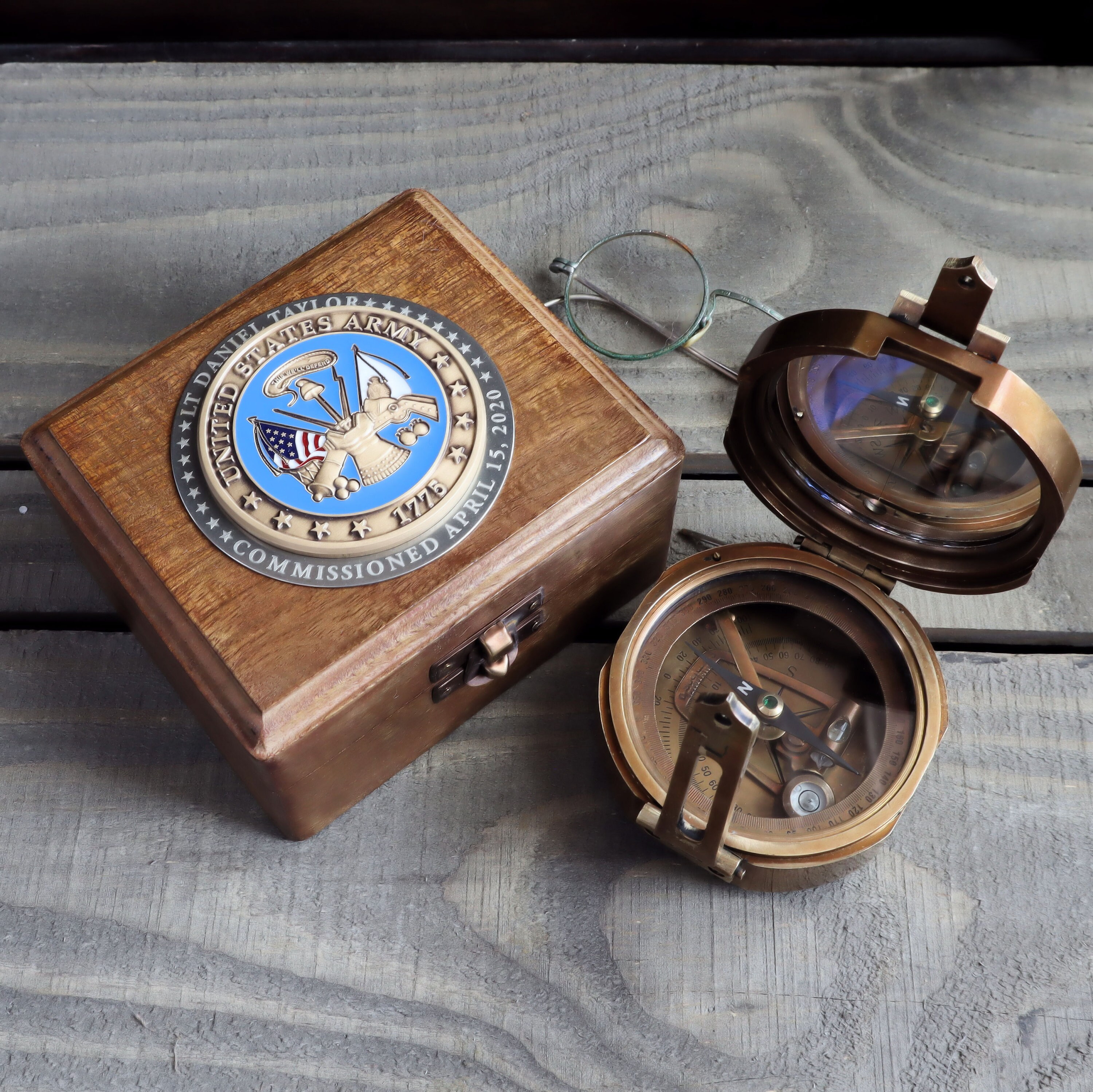 Military Compass with Personalized Army Medallion Etsy