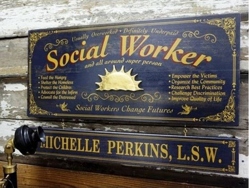 Social Worker Wood Sign with Optional Personalization image 1