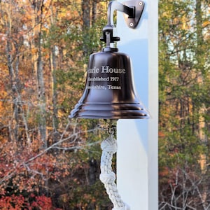 8 Inch Antiqued Brass Ship Bell - 8 pounds