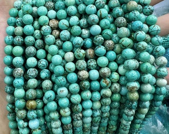 Natural Smooth Round Turquoise Spacer Beads,Turquoise Necklace Ball Beads,Boho Gemstone Beads For Jewelry Making, GB2406231