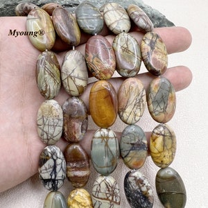 Natuurlijke ovale picasso-jaspis steen schijf losse kralen, platte rode kreek jaspis voor het maken van sieraden, GB2405021