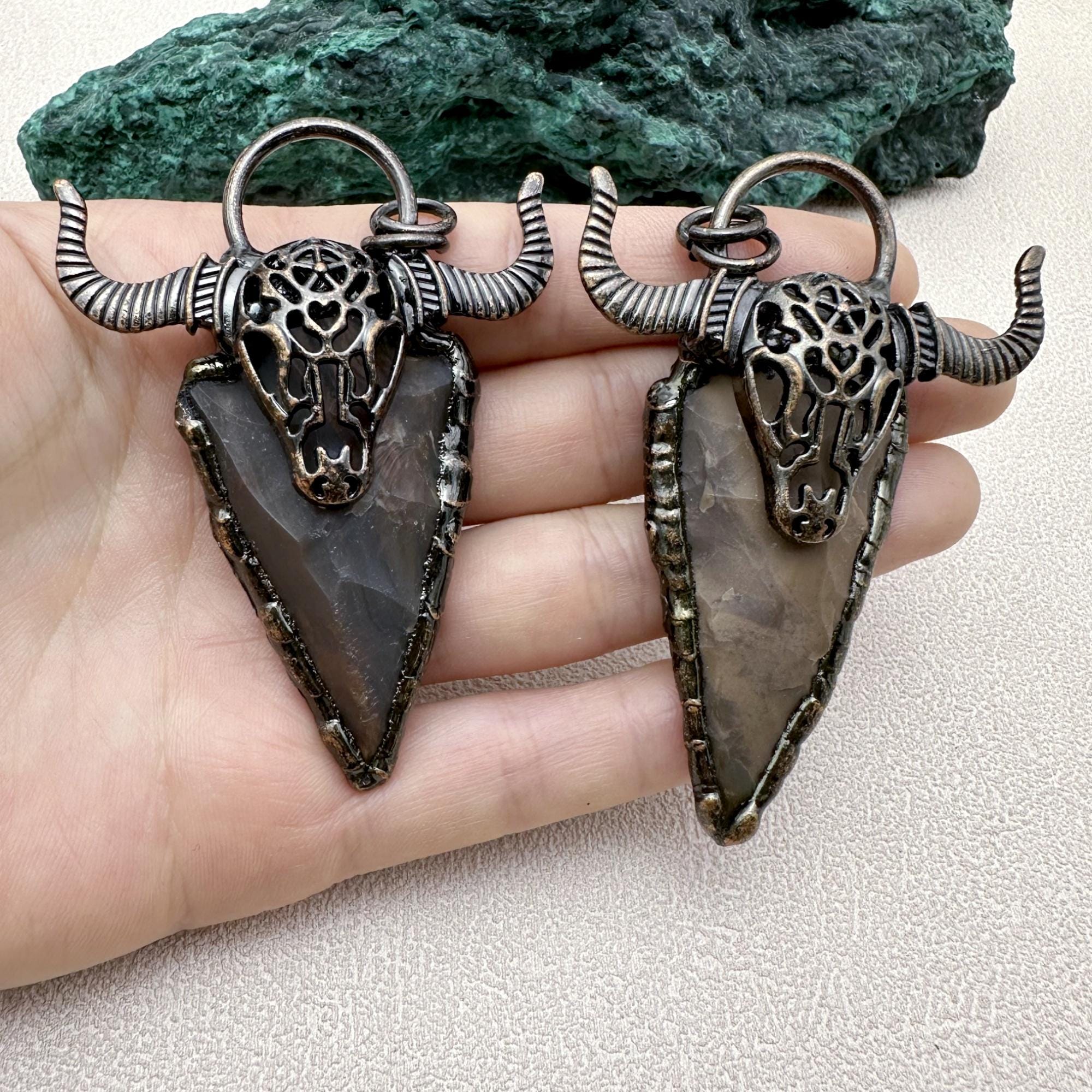 Silver Indian Skull Pendant - Etsy
