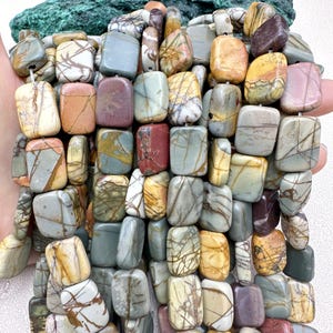 Natürliche Rechteck Picasso Jaspis Stein Scheibe Perlen, Red Creek Jaspis Perlen für die Schmuckherstellung, Boho Schmuckzubehör