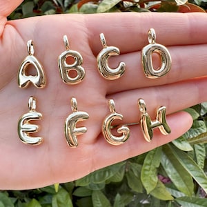 Colgantes con letras iniciales bañadas en oro de 18 k, dijes de alfabeto personalizados, colgante con letras de burbujas, collar con nombre inicial en 3D, pulseras, accesorios de regalo