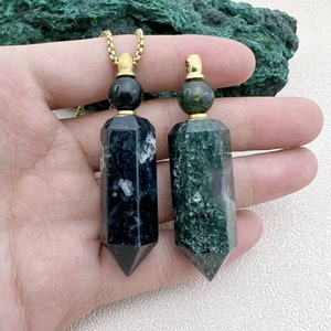 Stora Indiska oceanen agat parfymflaska hänge berlocker, naturlig agat kvarts spikspets eterisk olja diffusor flaska dam smycken, GP2311242