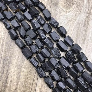 Perle di quarzo ossidiana di tormalina nera grezza, perle di collana di tormalina grezza, perle di pietre preziose naturali