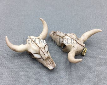 45*23 mm Buffalo Cattle Skull Pendant, Longhorn Cattle Skull Charm Pendant, Resin Skull Pendant, GP082501