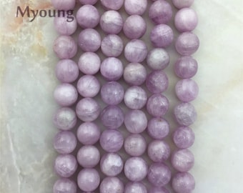 High Quality Round Mauve Jade Loose Beads, 15.5" Strand Smooth Purple Jade Crystal Gemstone Drilled Bead For Jewelry DIY, GB181114