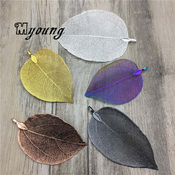 Large Copper Dipped Leaf Pendant, Copper Plated Brass Charms,Unique Evergreen Leaves Pendant Charms , AGP18092609