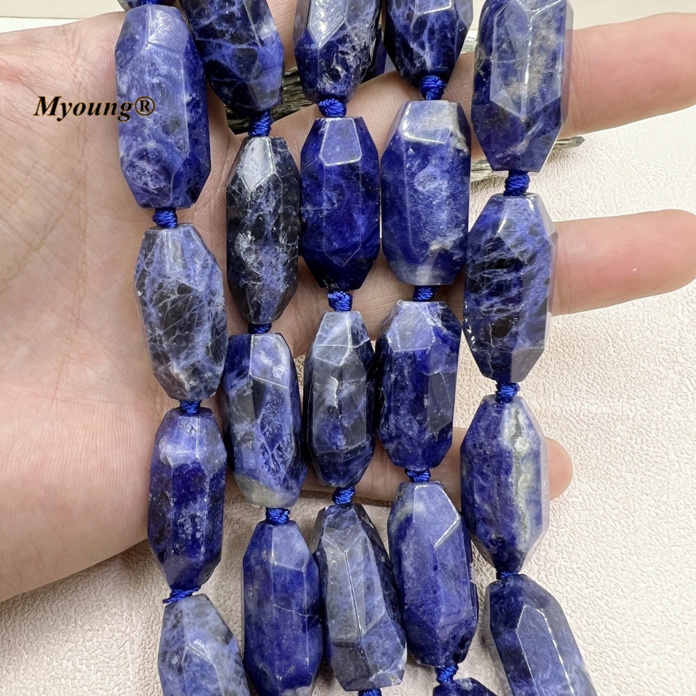 Natural Sodalite Drop Pendant With Cotton Band – Drilled Gemstone Jewelry
