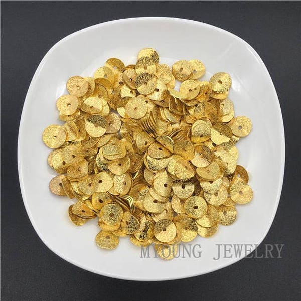 Gold Plated Metal Wavy Disc Beads, Wholesale Brass Spacer Jewelry Findings, Center Hole Metal Beads,  GB09154