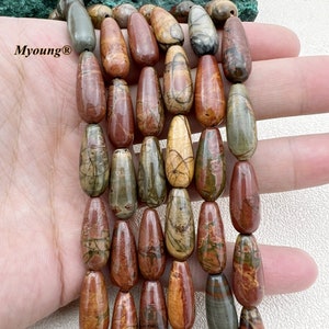 Natural Teardrop Picasso Jasper Stone Loose Beads,Red Creek Jasper For Jewelry Making,GB2404301