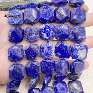 Faceted Square Lapis Lazuli Quartz Slice Spacer Beads, Natural Cutting Blue Quartz Gemstone Loose Beads, GB2306287