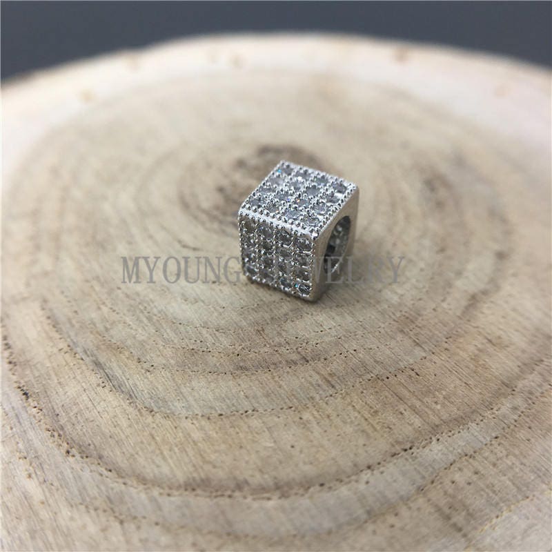 Cubic Square Metal Spacer Beads 6mm Micro Pave Clear Zirconia Etsy Canada