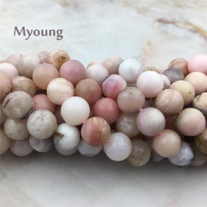 15.5&quot; Genuine Smooth Round Pink Opal Loose Beads, High Quality Raw Opal Quartz Gems Drilled Bead For Jewelry Making, GB1811112