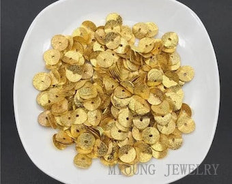 Gold Plated Metal Wavy Disc Beads, Brass Spacer Jewelry Findings, Metal Spacer Beads For Jewelry Making