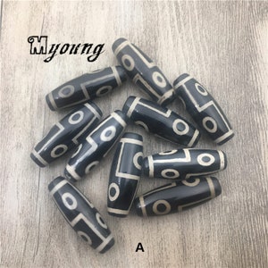 Drum Tibetan Agate Beads, Barrel Dzi Tibetan Loose Beads, Drilled Chunky Agate Eye Beads, GB060205
