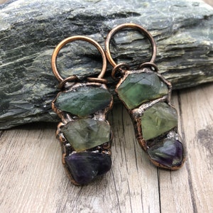 Vintage Fluorit Citrin Amethyst Boho Schmuck Anhänger, Kristall Quarz Anhänger Große Antike Schleife Heilstein Halskette Charms,GP21091001