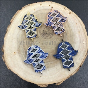 Fashion Micro Pave Zircon CZ Fatima Hamsa Hand Connector Charm Jewelry Making Findings ,AGP090412