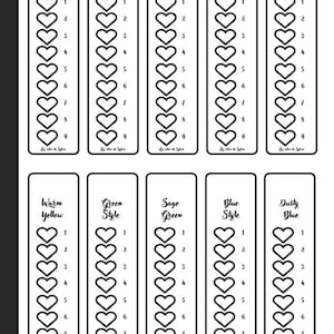 以下が含まれることがあります： ハート型のアイコンが付いたカラーサンプルが特徴の白黒グラフィック。各サンプルには「Colorful Skin」や「Sweet Pink」などの色名が付けられ、1から9まで番号が振られています。「Les notes de Sylvie」の文字が下にあります。