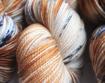 Hand dyed "Appaloosa" - Gorgeous Cream, Russett with Black Speckles - Perfect for Socks, Shawls, Sweaters and so much more! A Must Have!