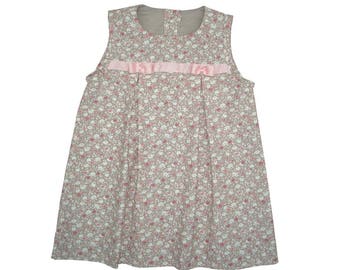 Robe en coton imprimée Liberty fait main pour fille de 1 an