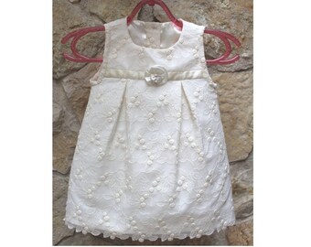 Handmade, handmade ecru cotton lace dress for 9-month-old baby