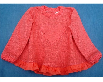 Sweet shirt for 2 year old girl, handmade, salmon color