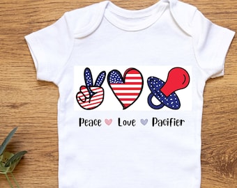 Peace love pacifier SVG PNG, svg cut files for Cricut, baby svg, 4th july svg, red white blue svg, tshirt svg, onesie svg