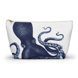 Octopus Cosmetic Bag, Travel Accessory Pouch, Catchall Bag, Travel Bag, Nautical, Makeup Bag, Gift for Her