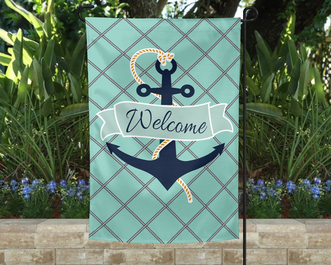 Nautical Garden Flag Beach Theme Nautical Decor Garden Art Etsy