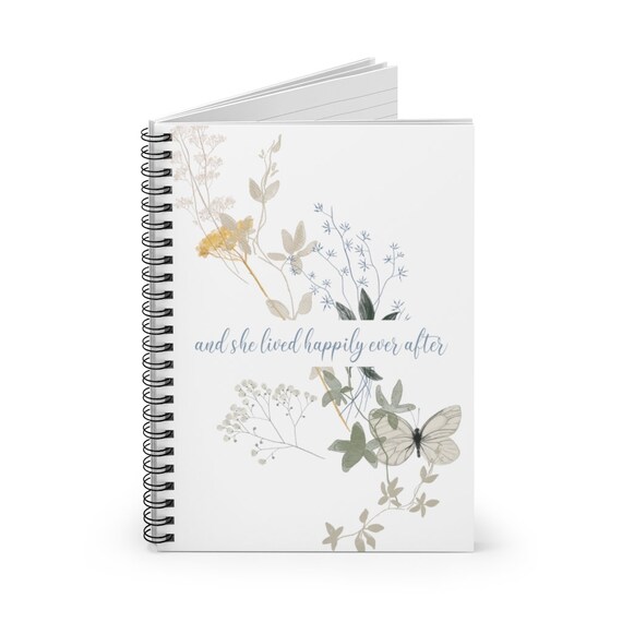 And She Lived Happily Ever After, Spiral Notebook, Floral Journal, Breakup Journal, Divorce Gift, Gift for Friend, Cottagecore Notebook