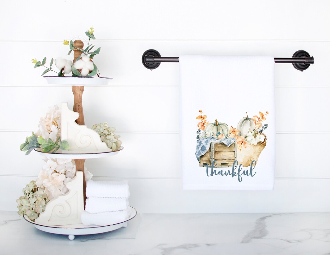 Thankful Fall Hand Towel, Bathroom Hand Towel, Fall Decorating, Rustic