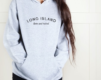 Sudadera con capucha de Long Island NY: sudadera unisex de mezcla de algodón