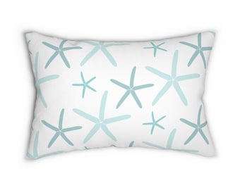 Starfish Lumbar Pillow – Coastal Nautical Home Decor, Beach House Rectangle Throw Pillow, Seaside Accent