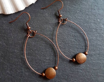 Summer Wedding Lightweight Celebration Minimalist Contemporary Natural Stone Drop Earrings with Gold Metal Wire Simple and Chic