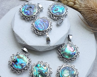 Abalone Shell Necklace: Silver Mermaid Pendant, Boho Jewellery